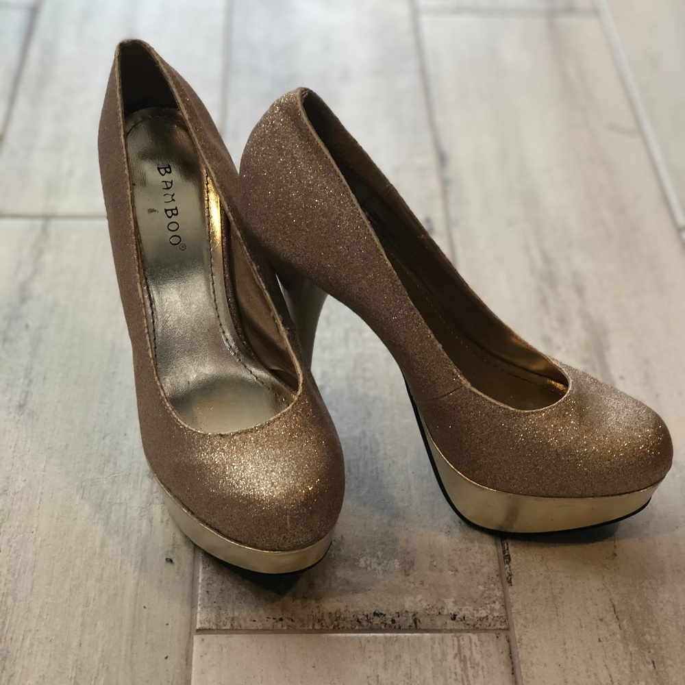 Gold Glitter Heels